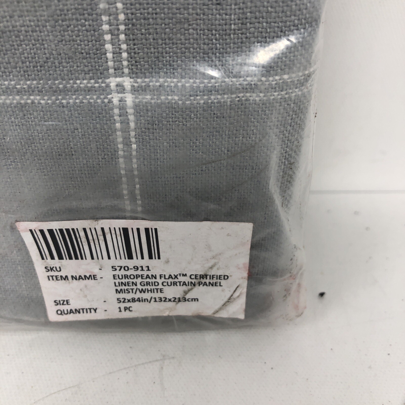 Crate & Barrel Curtain Panel Mist/white 52 x 84 in 1pc