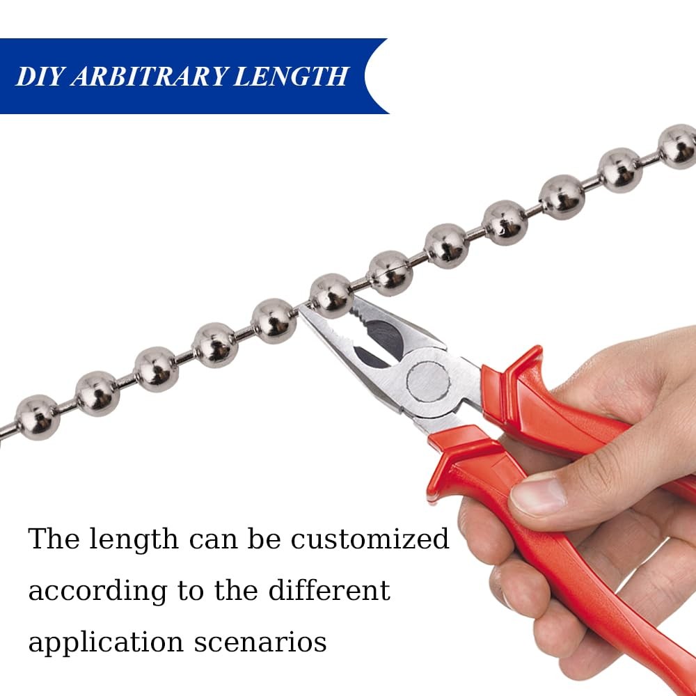 50ft Ball Bead Chain, #10 Stainless Steel Ball Chain, Roller Shade Chain&Vertica