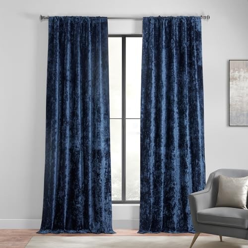 Lush Crush Velvet Curtains – Room 50″W x 84″L (Pack of 1) Sapphire Blue