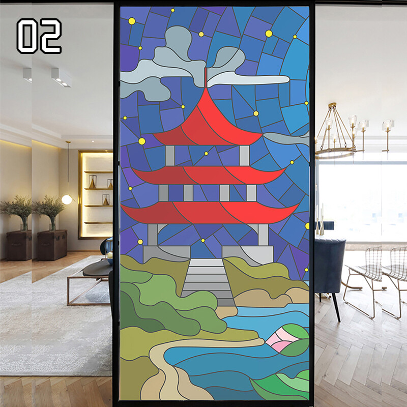 Window Film Retro Oil Painting Static Cling Room Decoration