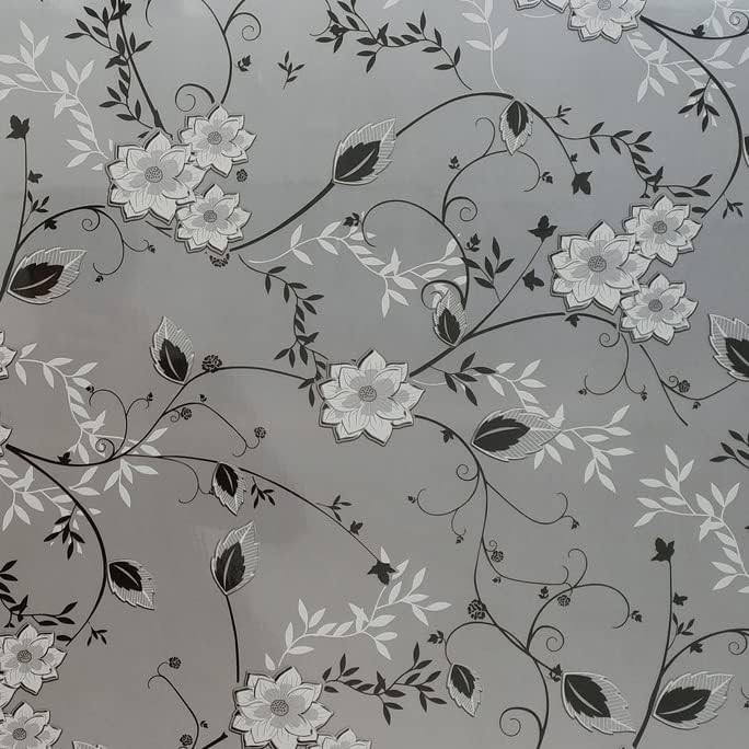 Window Privacy Film for Glass, Floral Removable Static Film, 17.5×78.7 Inch