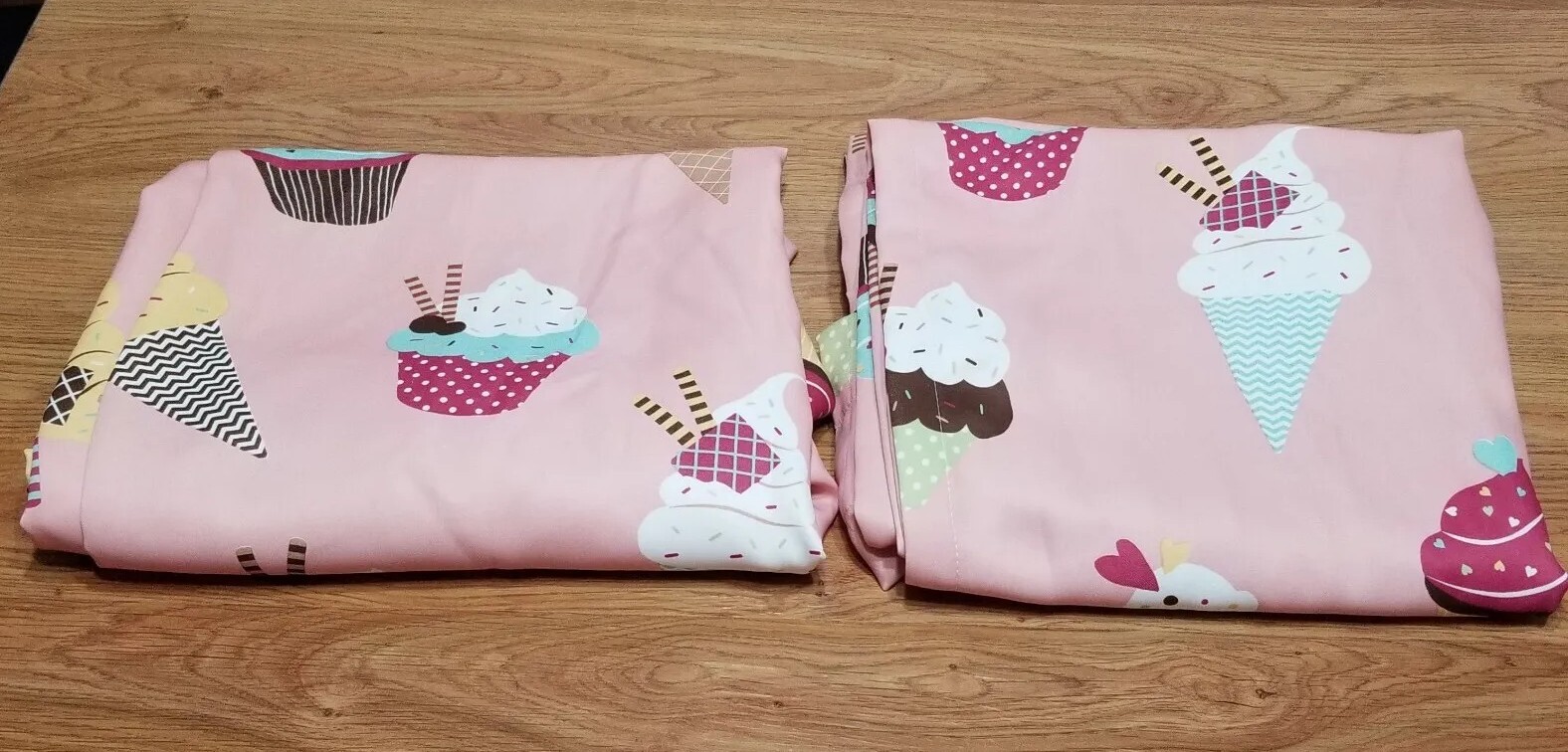 Half Moon Ice Cream Cones Cupcakes 2 Window Curtain Panels Pink 51″ W X 84″ L