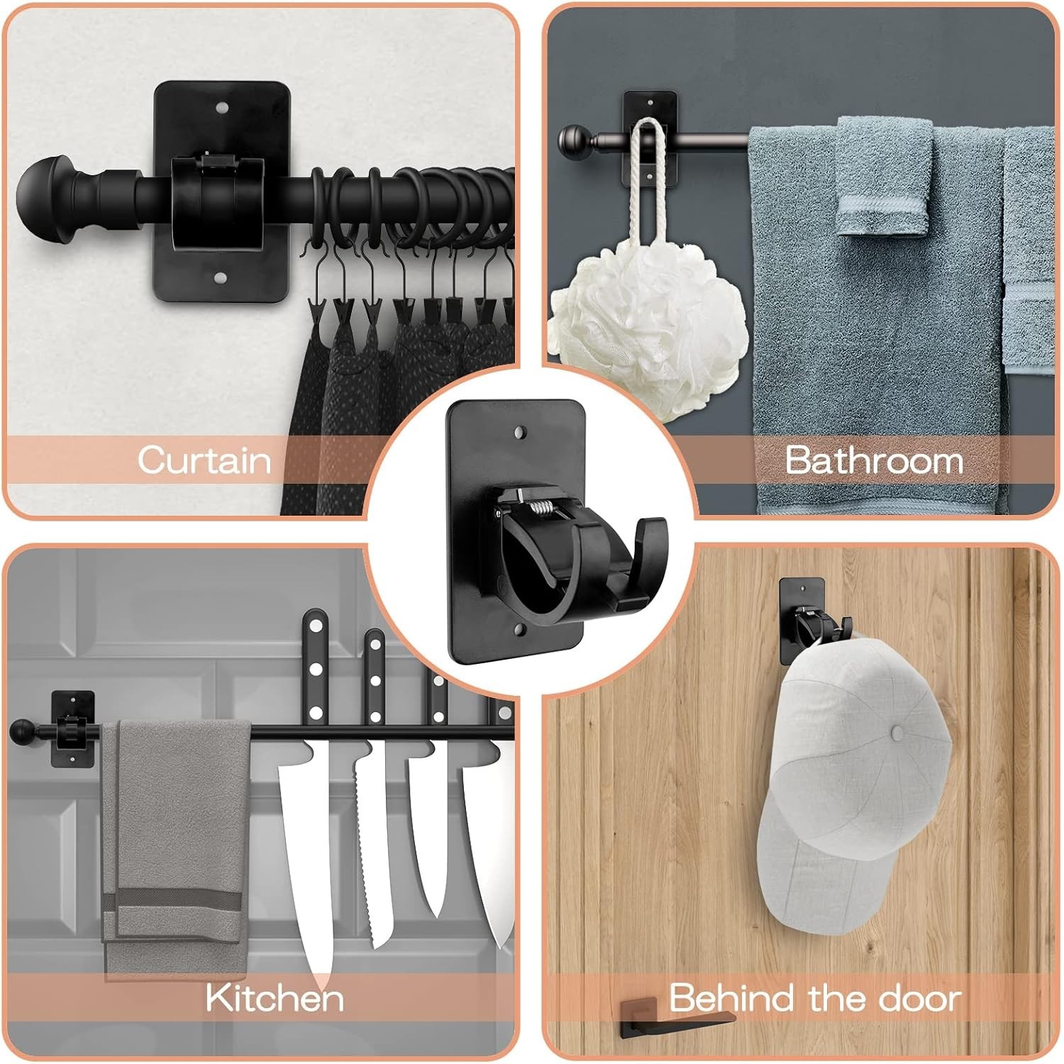 Versatile 6-Pack Self-Adhesive Curtain Holders – Perfect for Home and Office