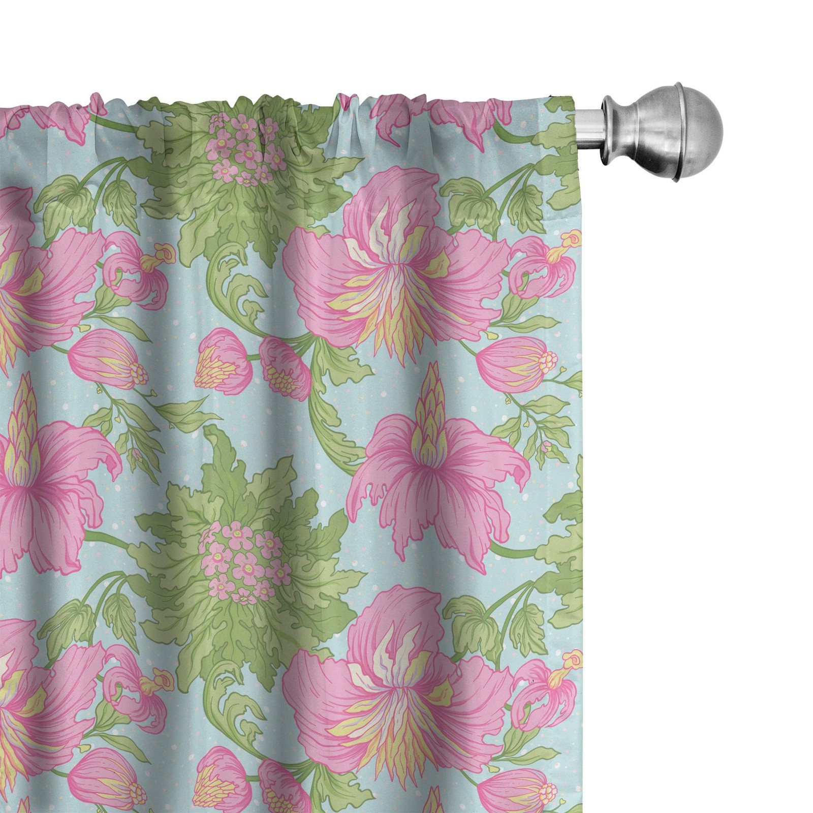 Ambesonne Floral Curtains Tropical Hibiscus Blooms Victorian Exotic Botany Buds