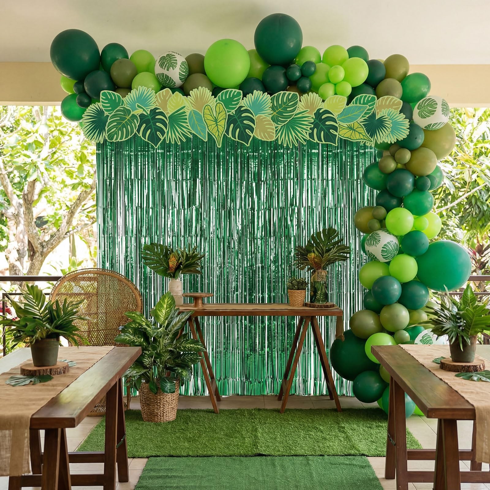 Jungle Classroom Decorations Back to School, 2 Pcs Tropical Palm Leaf Rain Cu…