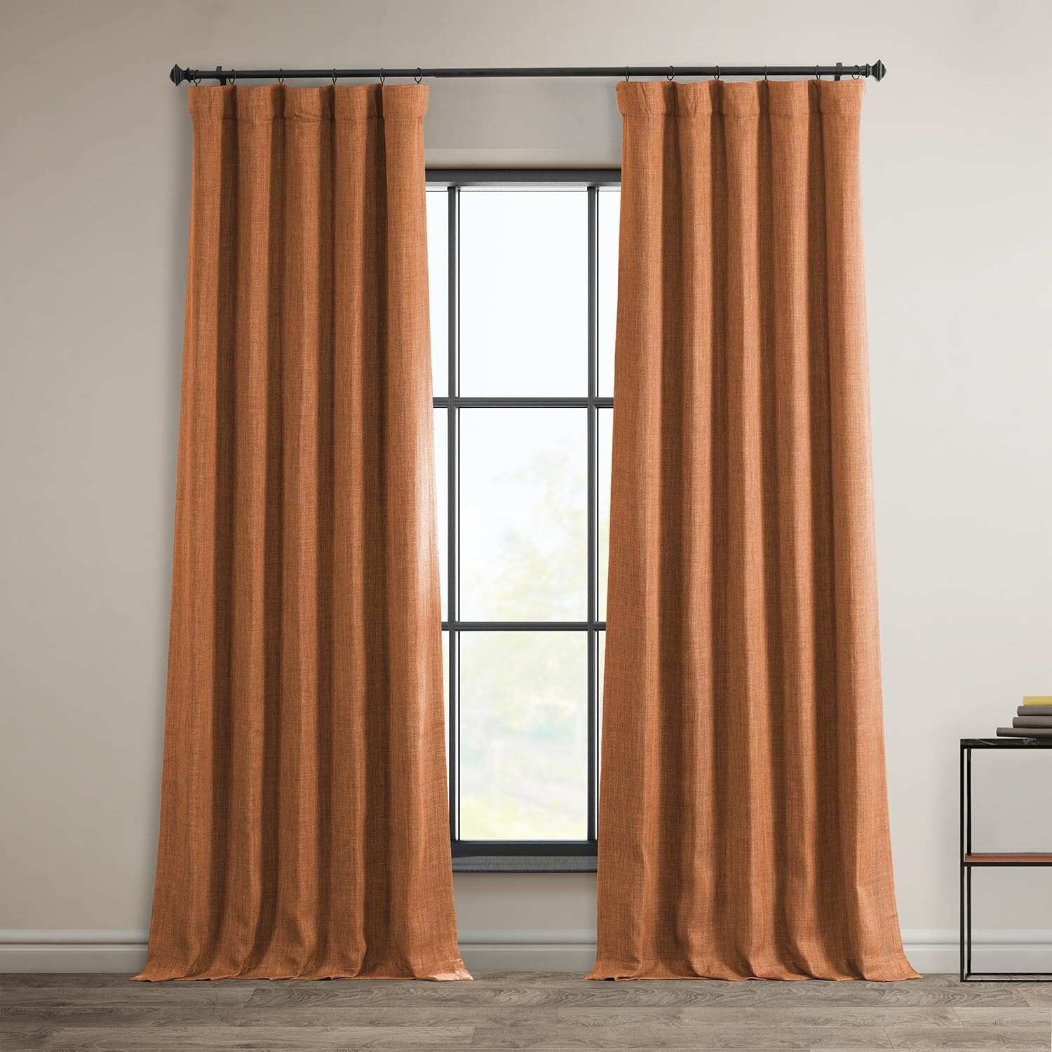 1 Panel Desert Orange 120″L x 50″W Linen Darkening Curtains For Living Room