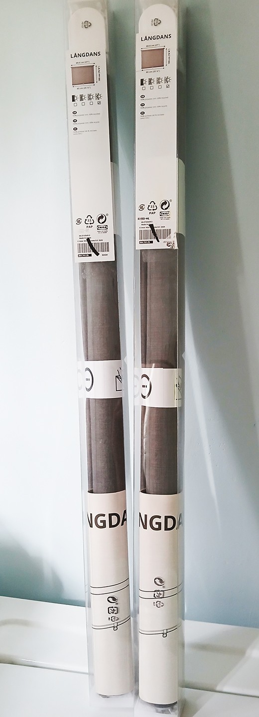 LOT OF 2 BRAND NEW IKEA LANGDANS GRAY ROLLER BLACKOUT BLINDS 27″ x76 1/4″