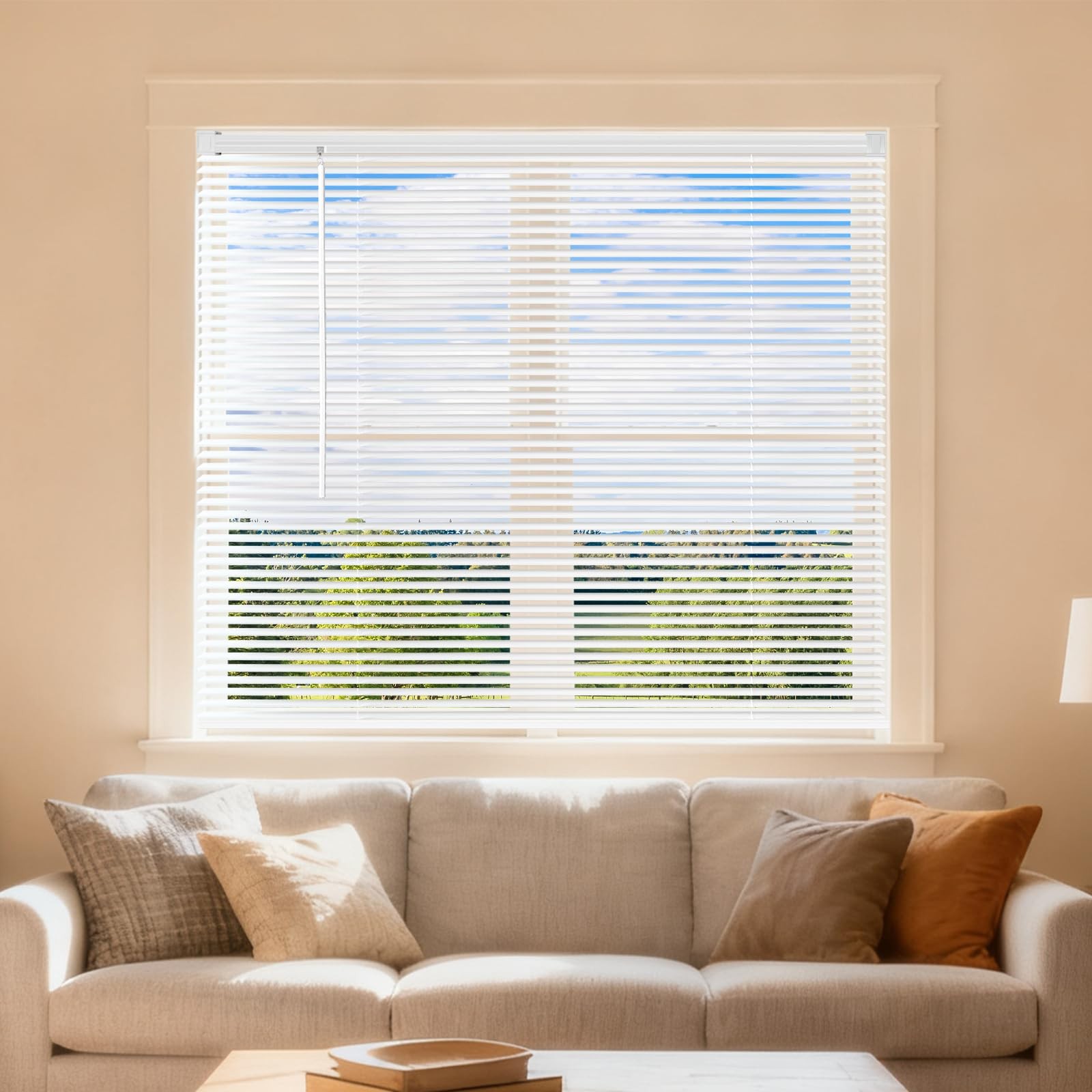 Cordless 1”Venetian Horizontal Mini Blinds for Indoor Windows(22″ W×36″ H)