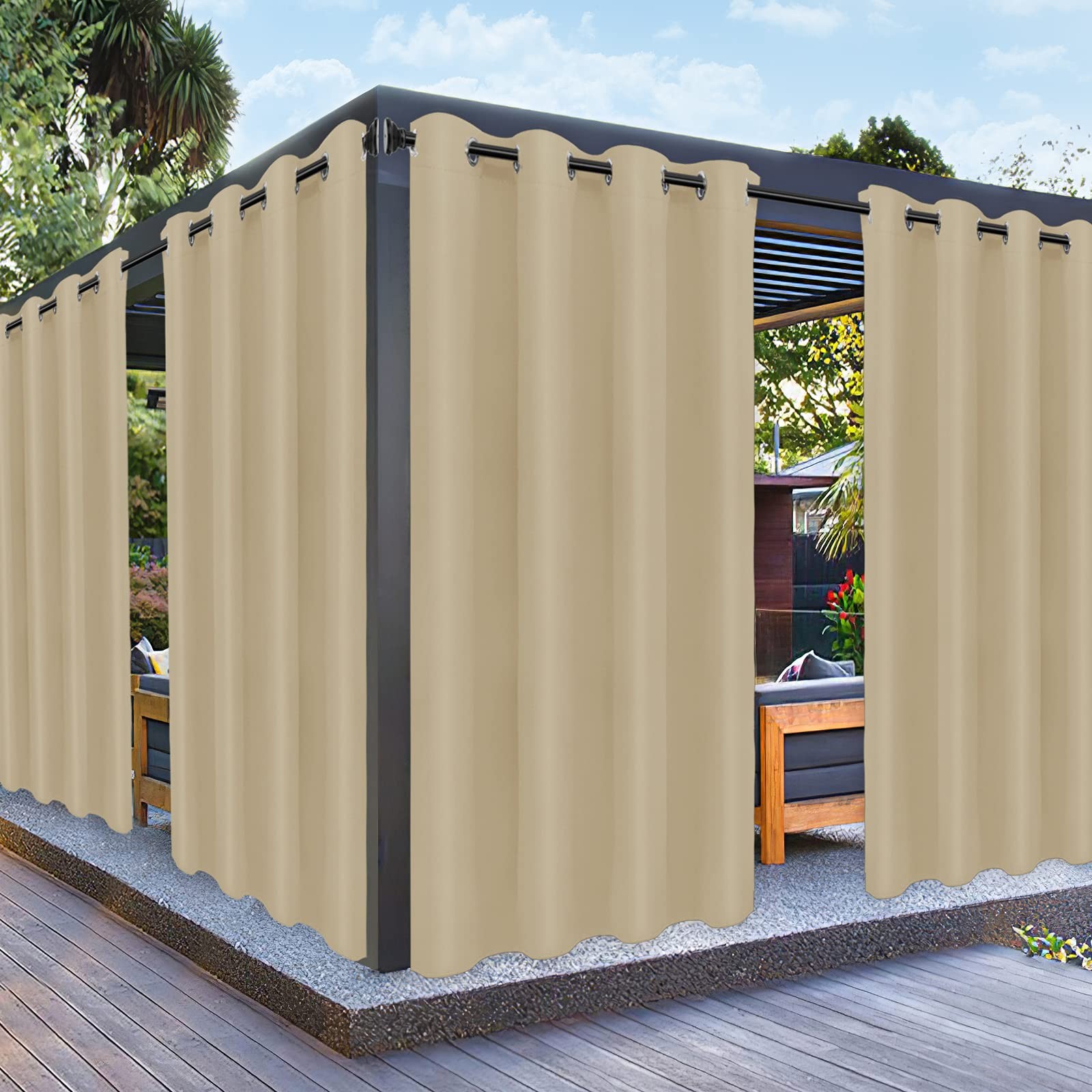 Outdoor Curtains for Patio Waterproof Weatherproof UV and Fade Resistant