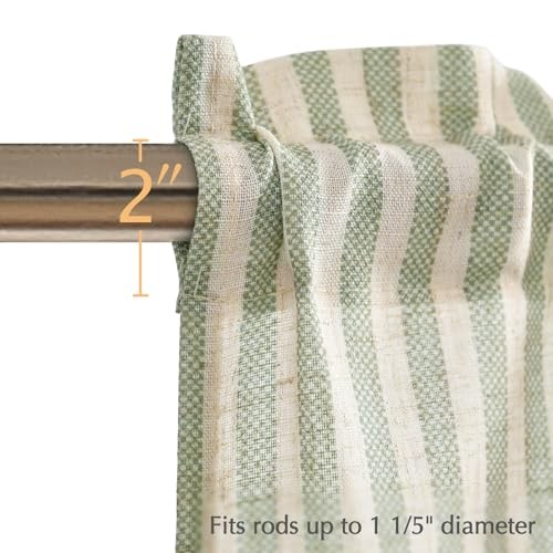 Tie Up Linen Textured 50″W x 18″L (Pack of 1) Pinstripe | Sage Green on Beige
