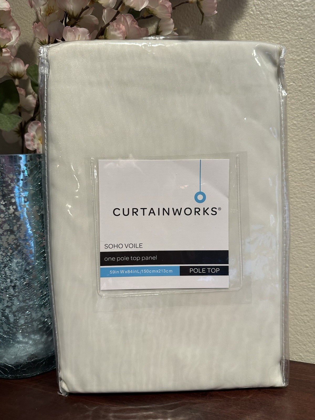 Curtainworks Soho Voile sheer rod pocket pole top curtain panel 59 x 84in