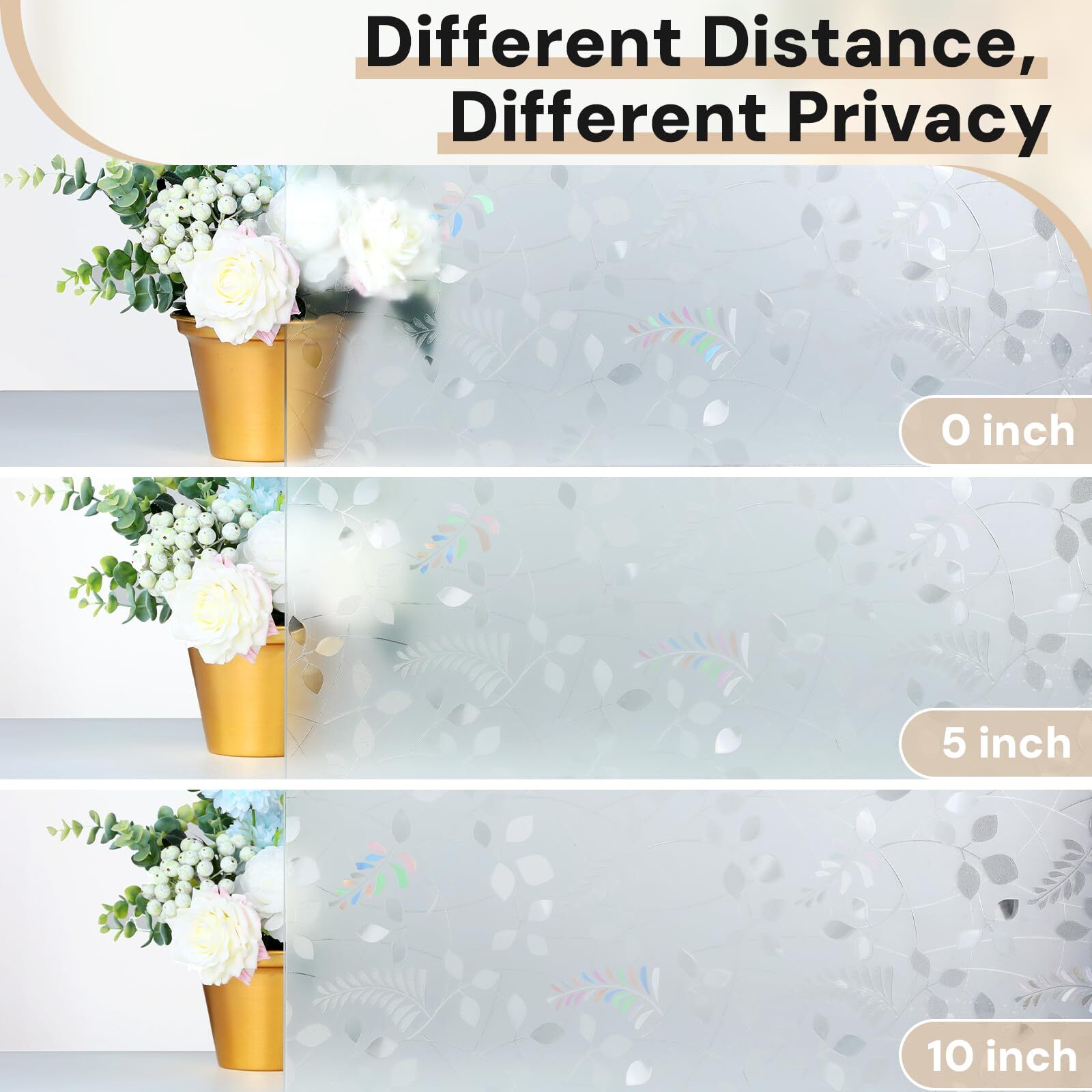 rabbitgoo Window Privacy Film Frosted Sticker Autumn Leaf Decorative Stained