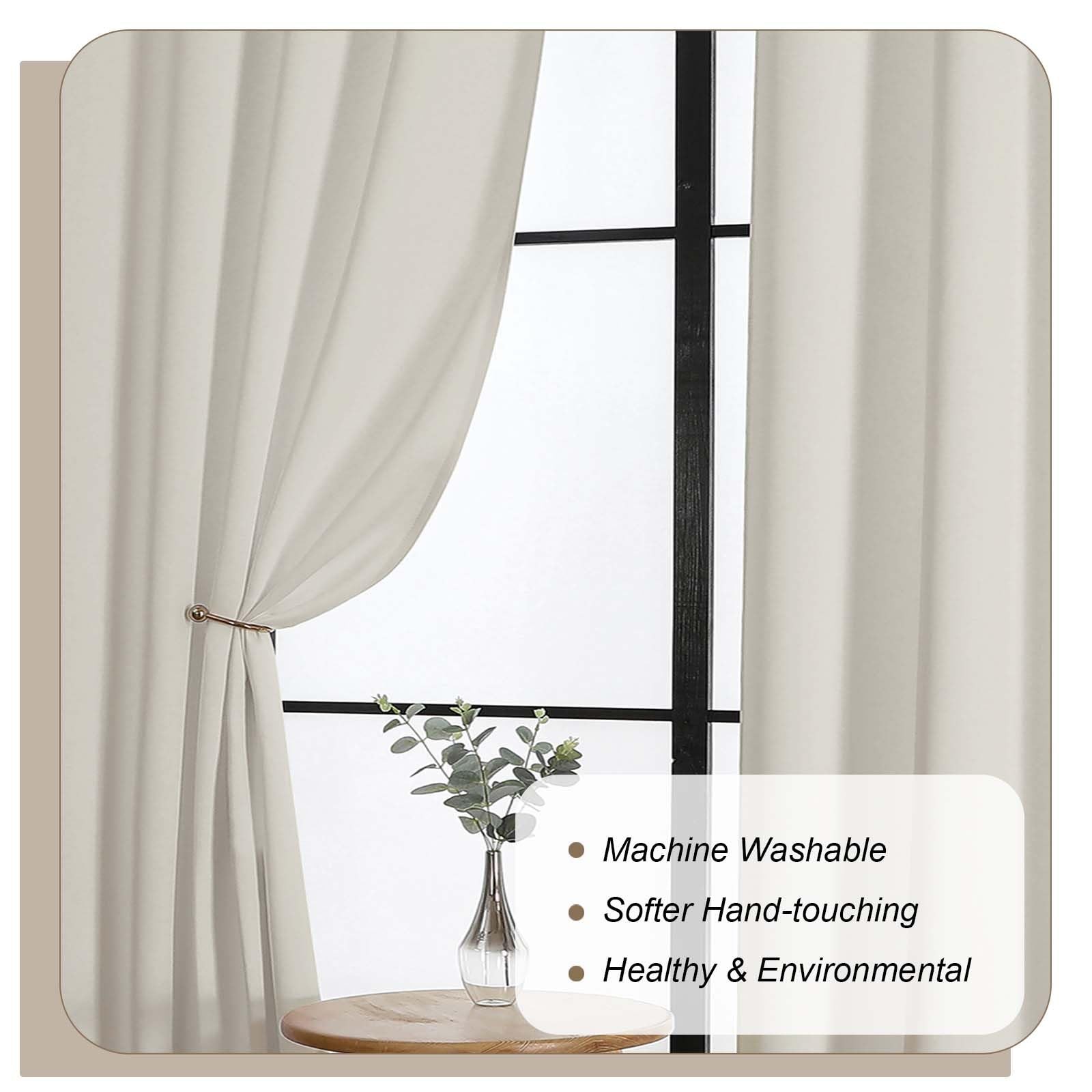 Lecloud Natural Kitchen Curtains 36 Inch Length 2 Panels Room Darkening Privacy