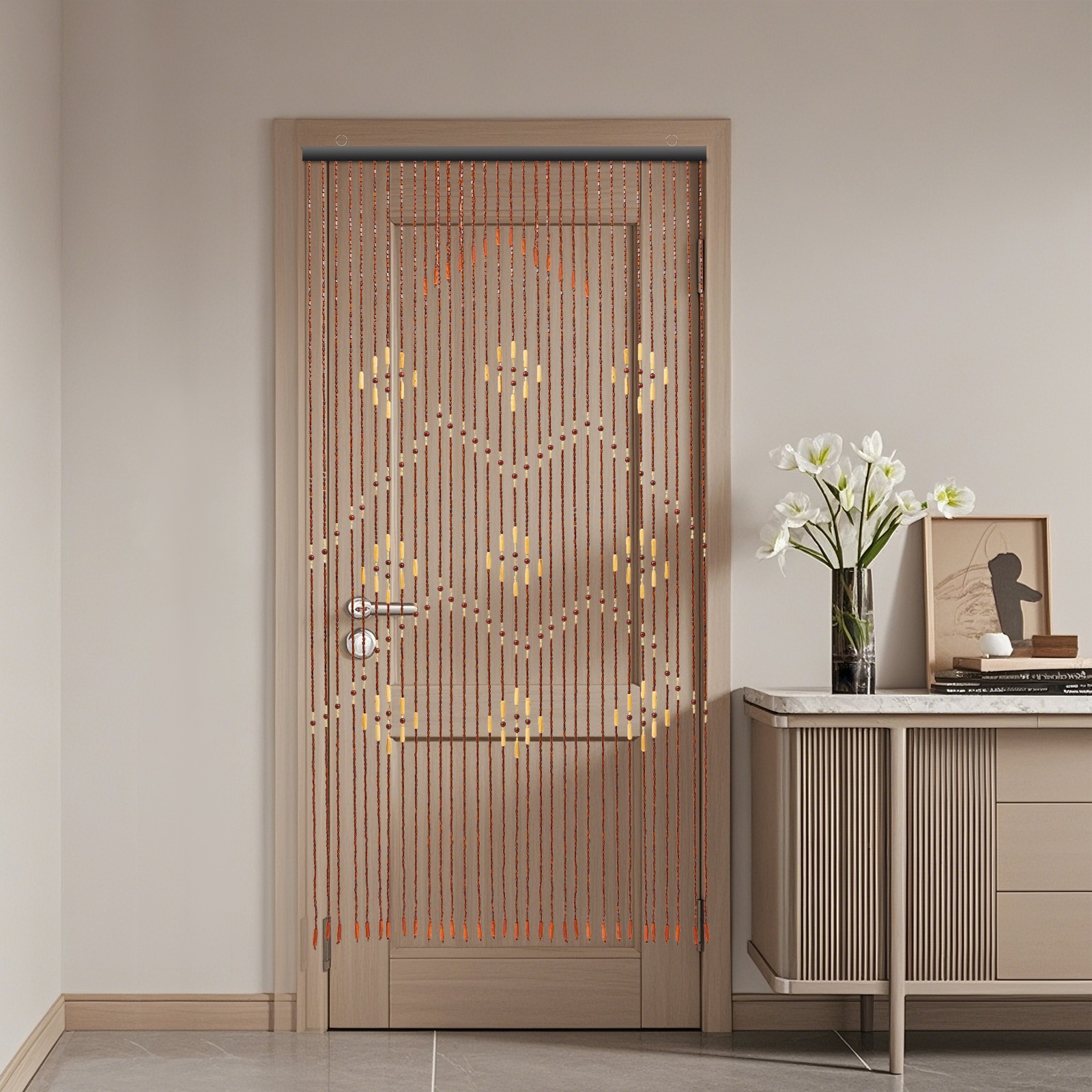 32Lines Porch Partition Curtain Wooden Beads Curtain Bedroom Living Room Curtain