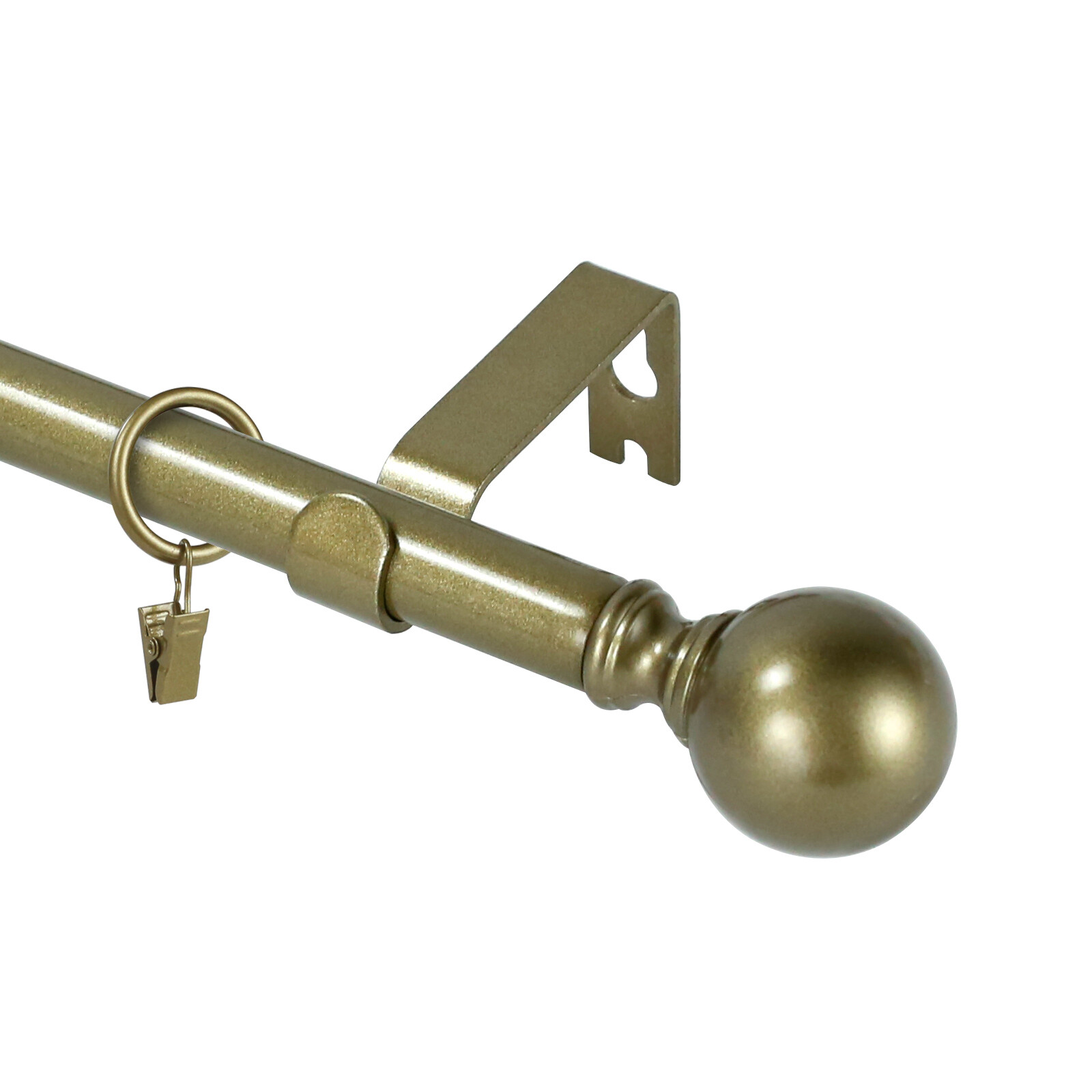 Ball Adjustable Single Drapery Curtain Rod Set with Many Rings, 5/8″, 28″-120″