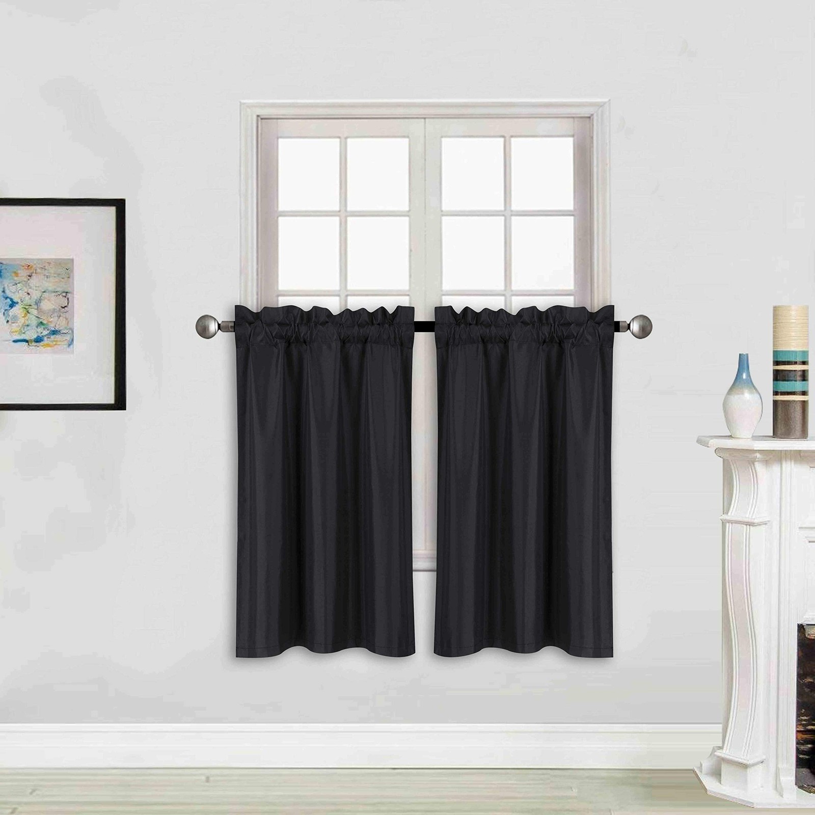 Triple Weave Blackout Curtain Panel, 58W x 34L inches, 100% Light Blocking, N…