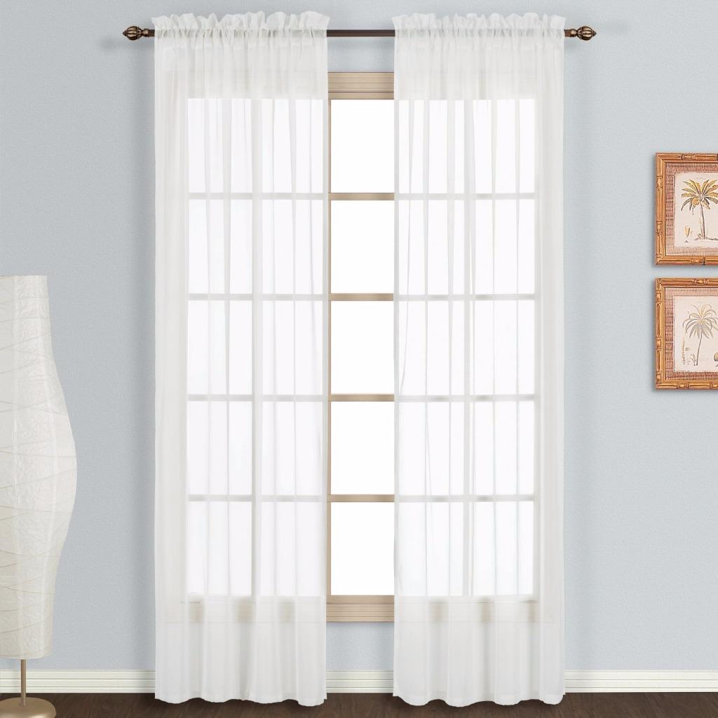 United Curtain Monte Carlo White Sheer Window Curtain Panel, 118 x 108, Set of 2