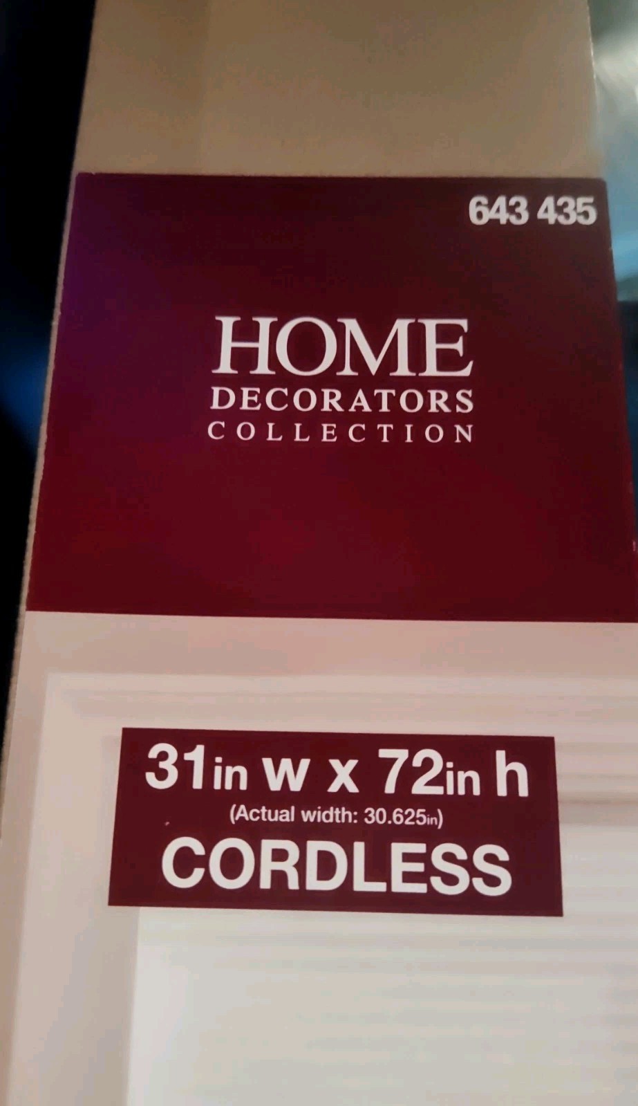 Lot Of 2, Home Decor Collection Cordless Cellular Shade 31″x72″Snow Drift White