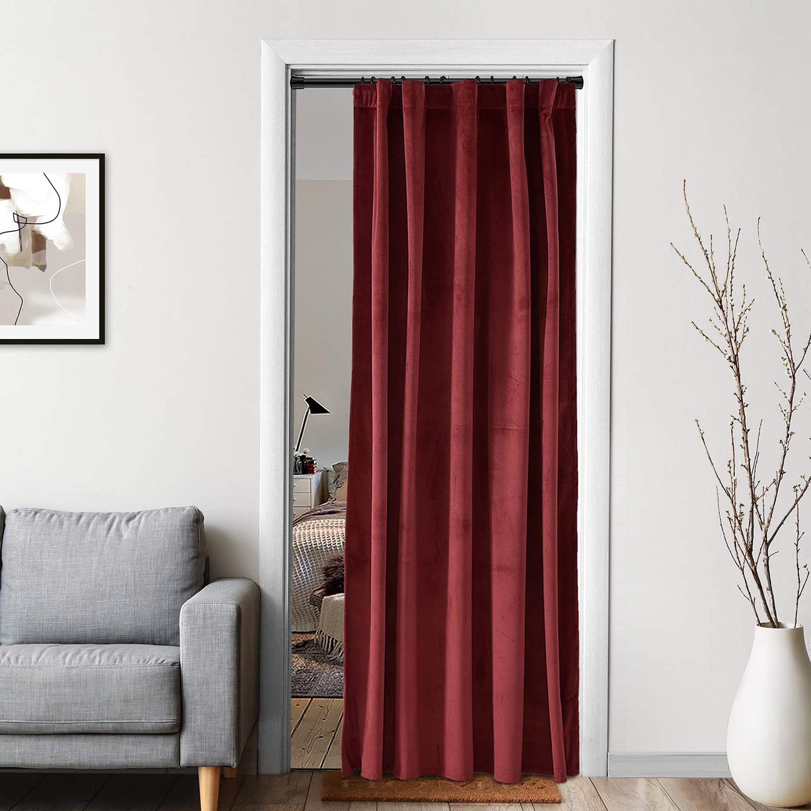 Burgundy Curtains for Bedroom,Blackout Velvet Victorian Room Darkening Insula…