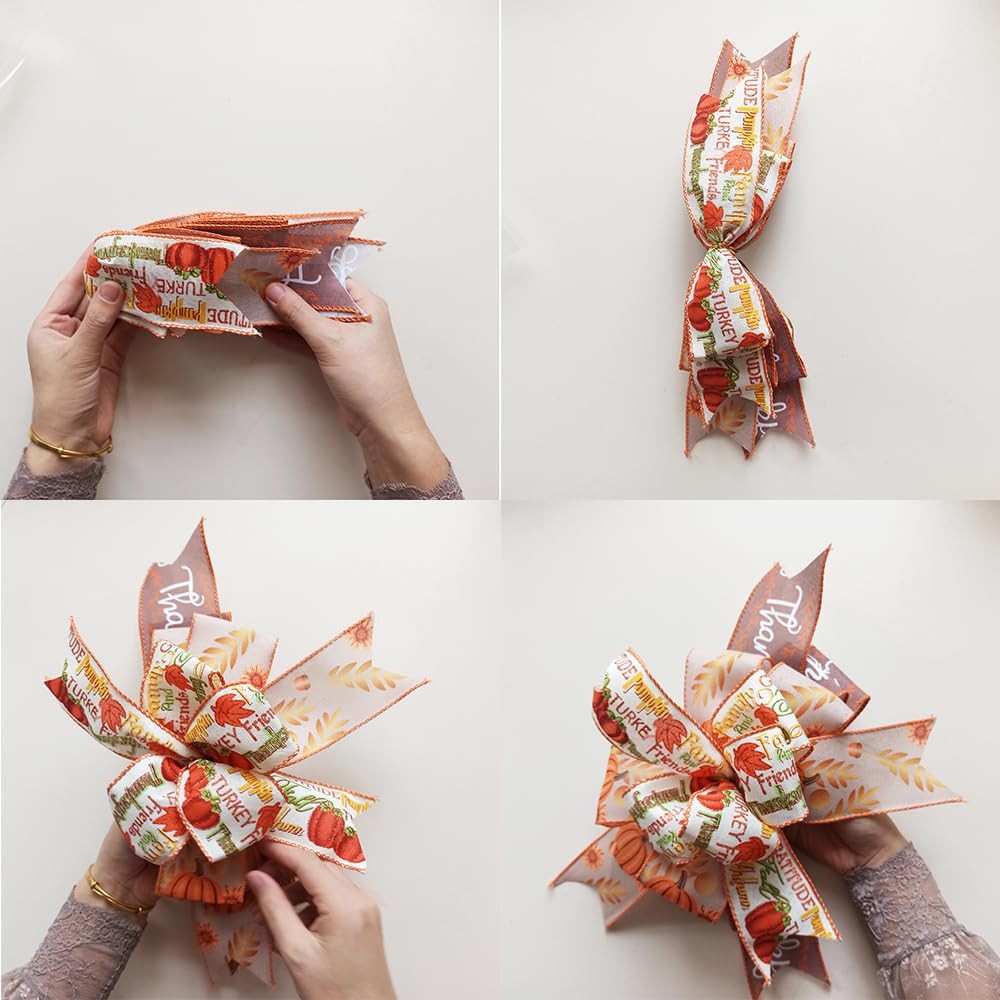 Fall Lantern Bow Wreath Bow Decor Bow Halloween Lantern Bow Orange Pumpkin La…