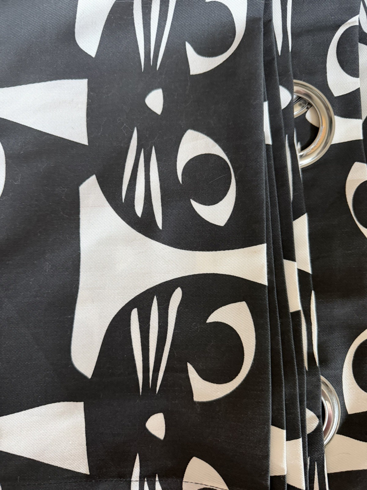 1 IKEA MATTRAM Black and White Cat Curtain panel 57″x98″