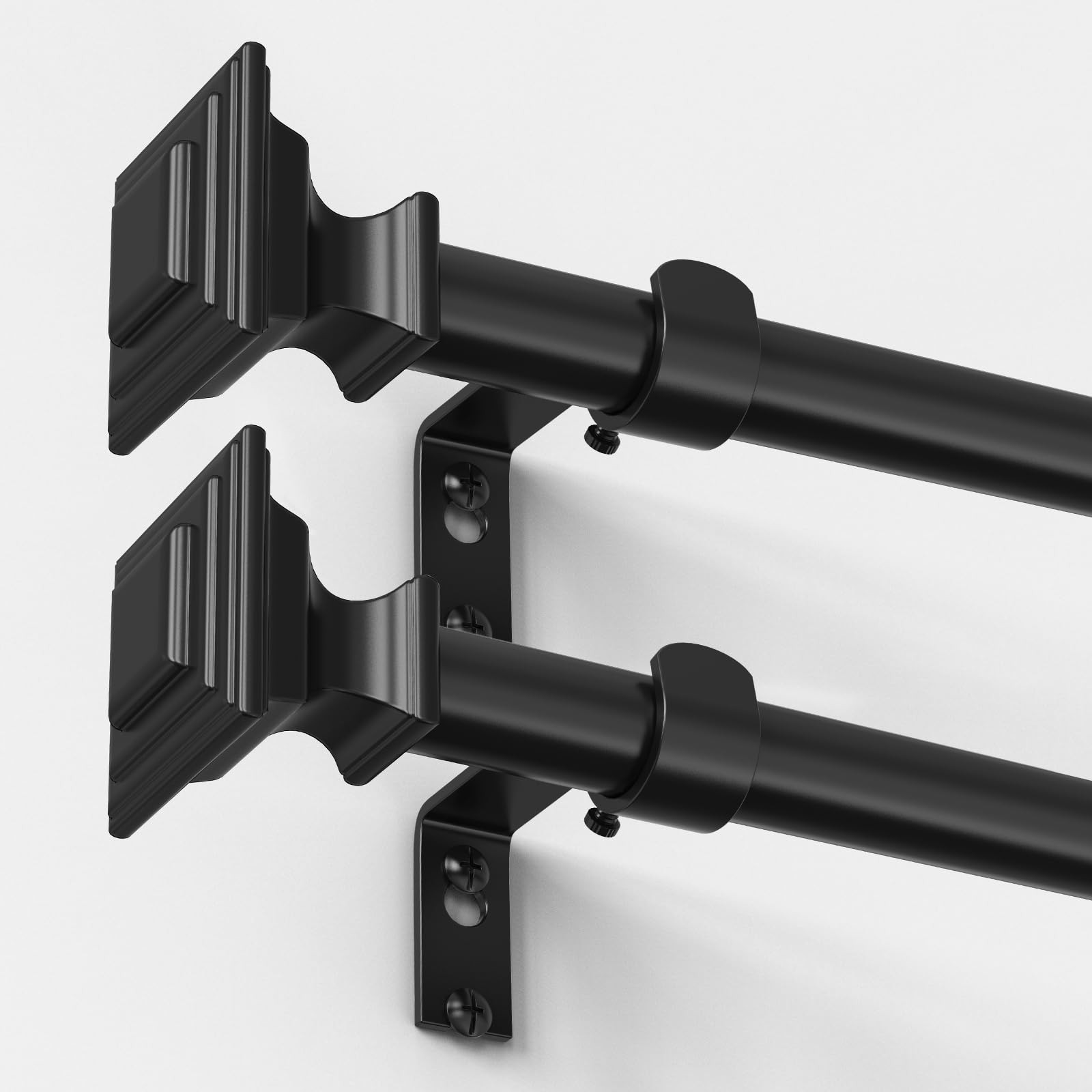 VOIIY 2 Pack Curtain Rods for Windows 28 to 48 18″-45″|2 Pack, Matte Black