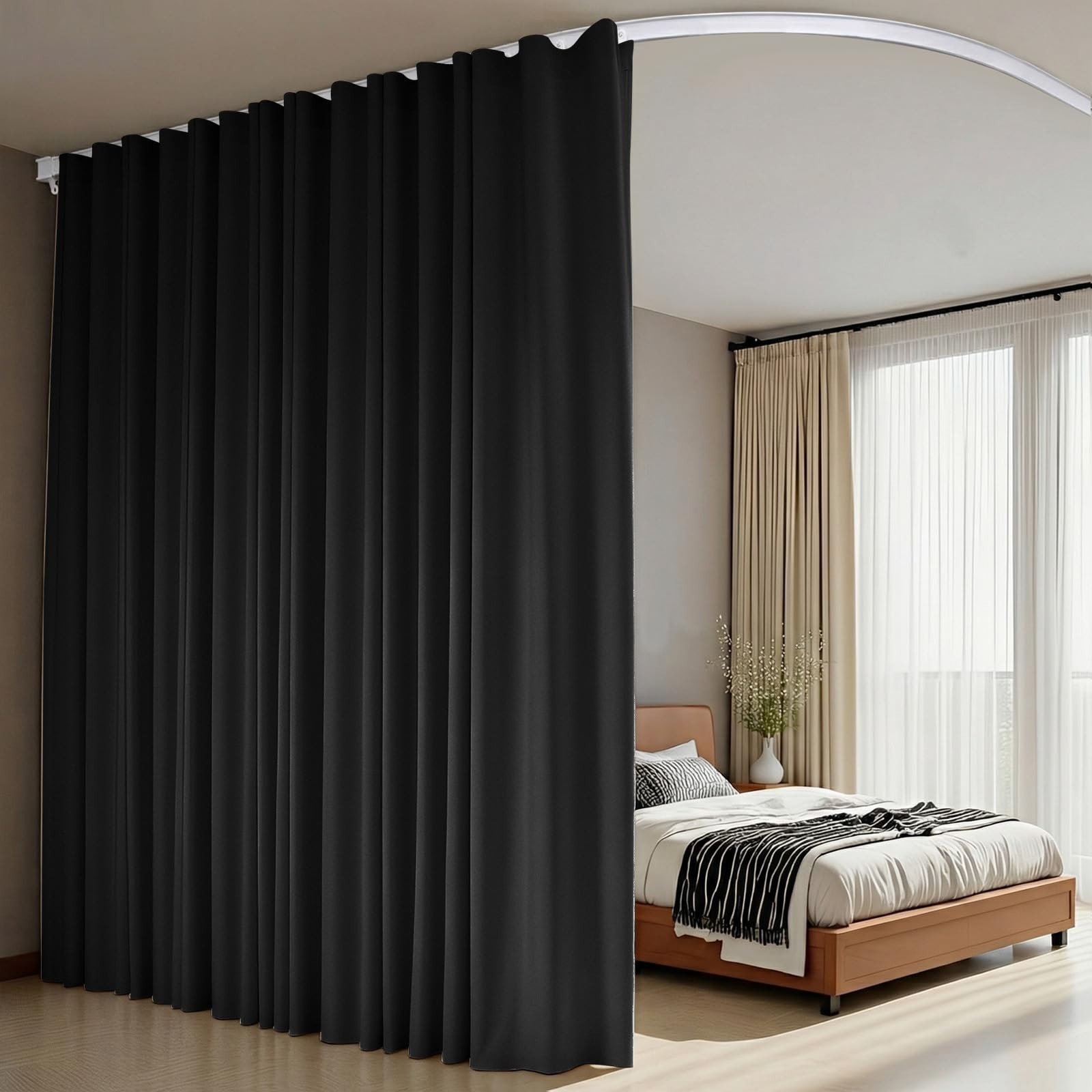 Flexible Ceiling Track Room Divider Curtains – Blackout Drapes for Sliding Doors