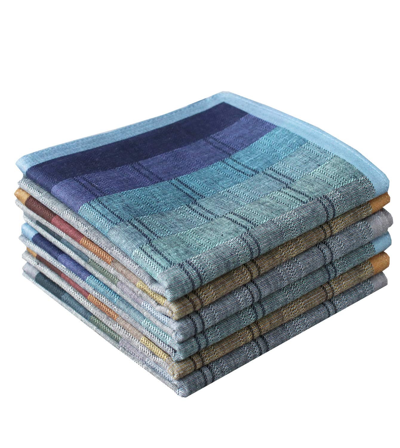 Mens Luxury 100% Cotton Handkerchiefs Plaid 6PCS 6 PCS, Mix