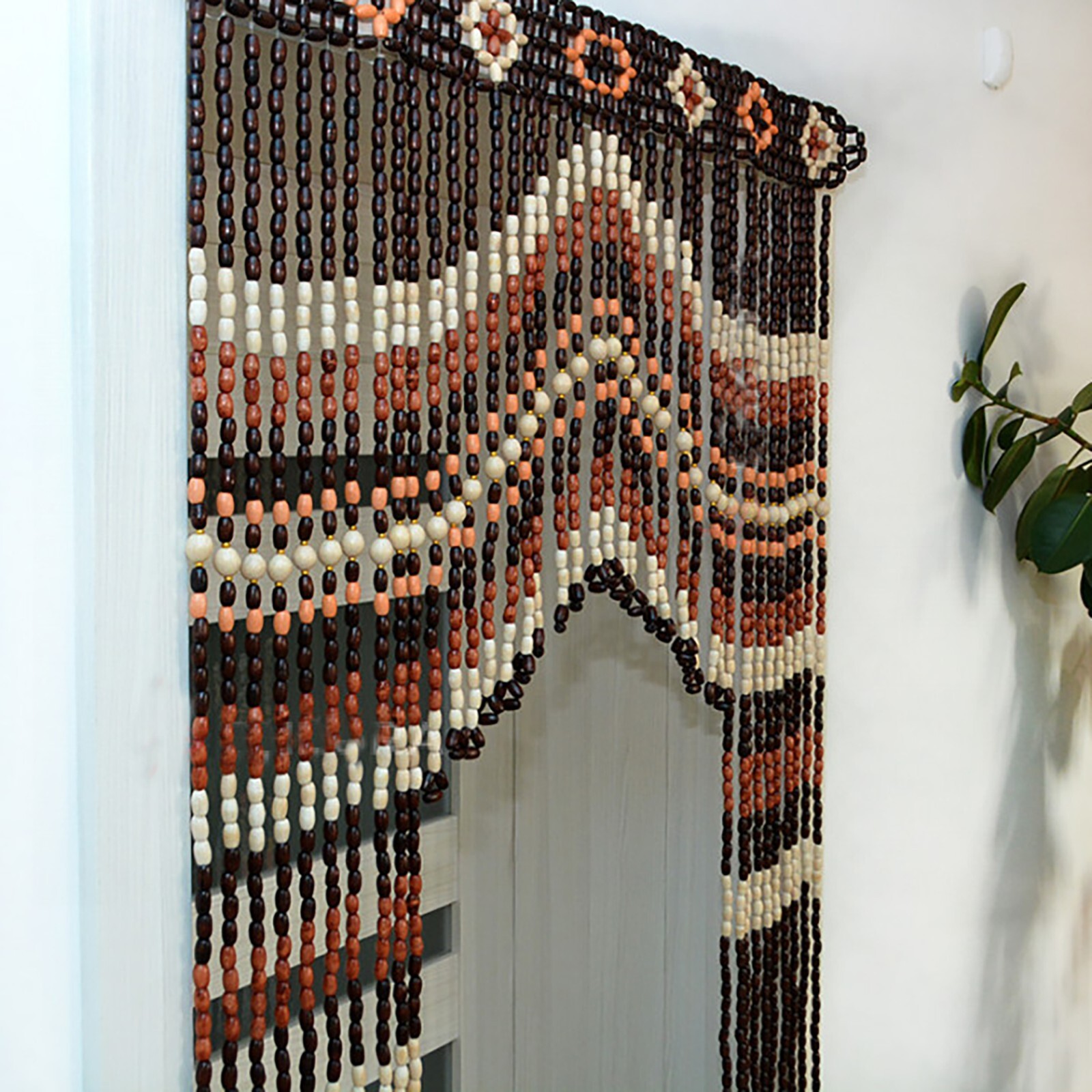 Wooden Beads Doorway Curtain, Beads, Strings, Boho, Door Curtain, 40 threads
