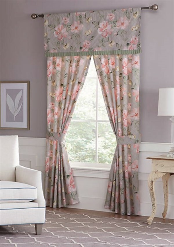 New Biltmore Magnolia Grey Pink Green Floral Valance 54″ x 18″ 3″ Header #70699