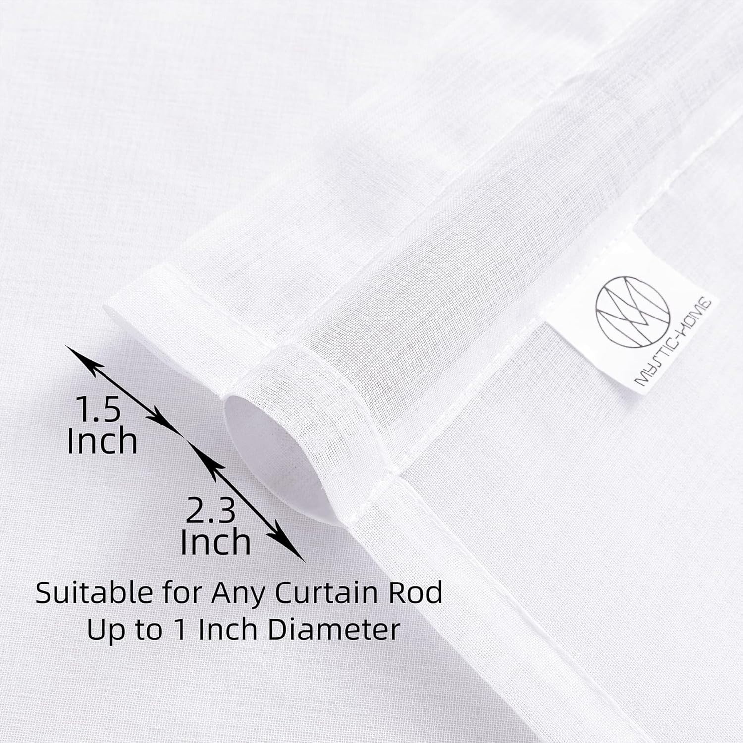 Contemporary White Sheer Curtains 63″ – Semi-Crinkle Rod Pocket Drapes, Set of 2