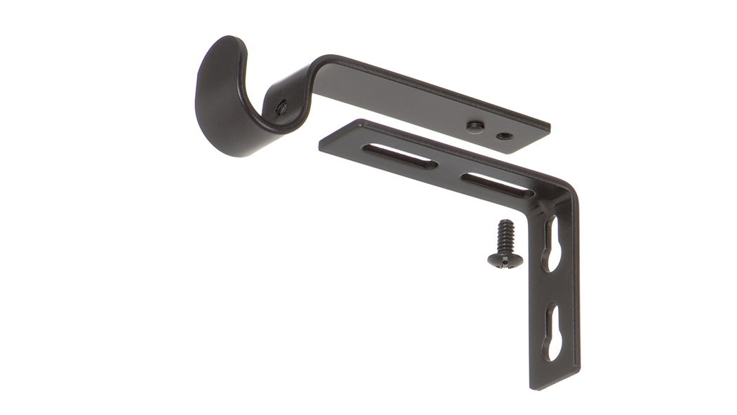 2 Pack Adjustable Curtain Rod Brackets for 1/2 or 5/8 Inch Rods Black