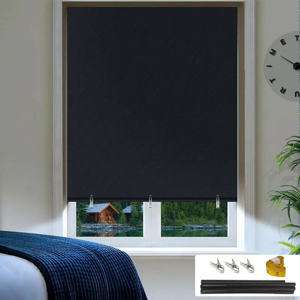 100% Blackout Roller Shades, No Drill No Tools Cordless Blackout Roller Blinds