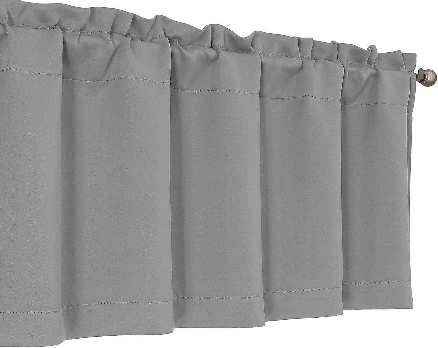 Silver Grey Valances for Windows 1 Piece, Soft Solid Thermal Insulated Blackout