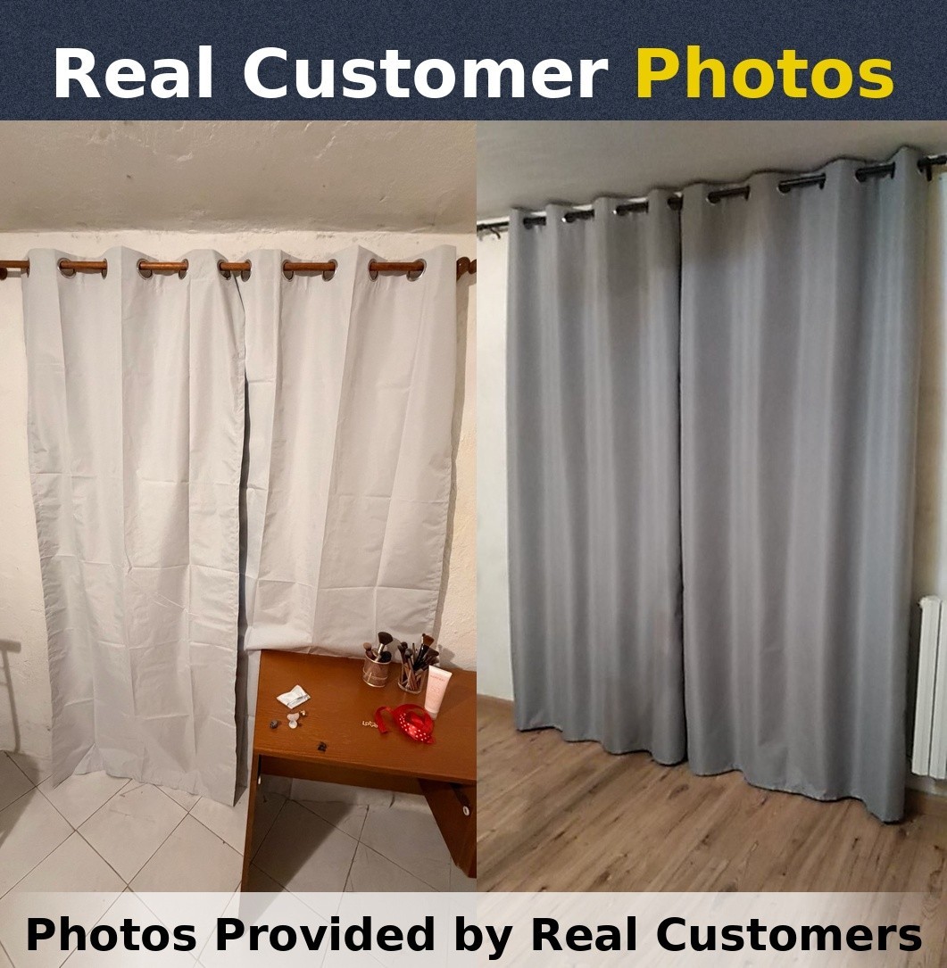 Pair of Blackout Curtains Set Eyelet Ring Top Ready Made Thick Thermal Curtain
