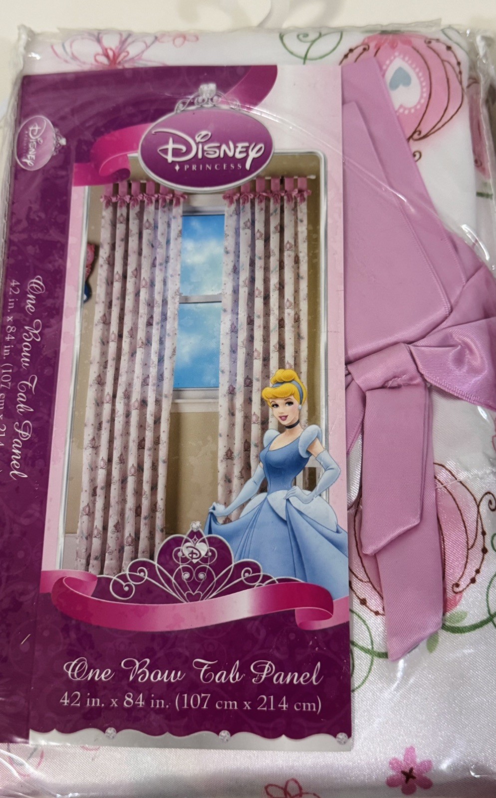 Disney Princess Pink Curtain Panels & Valance Cinderella’s Coach & Glass Slipper