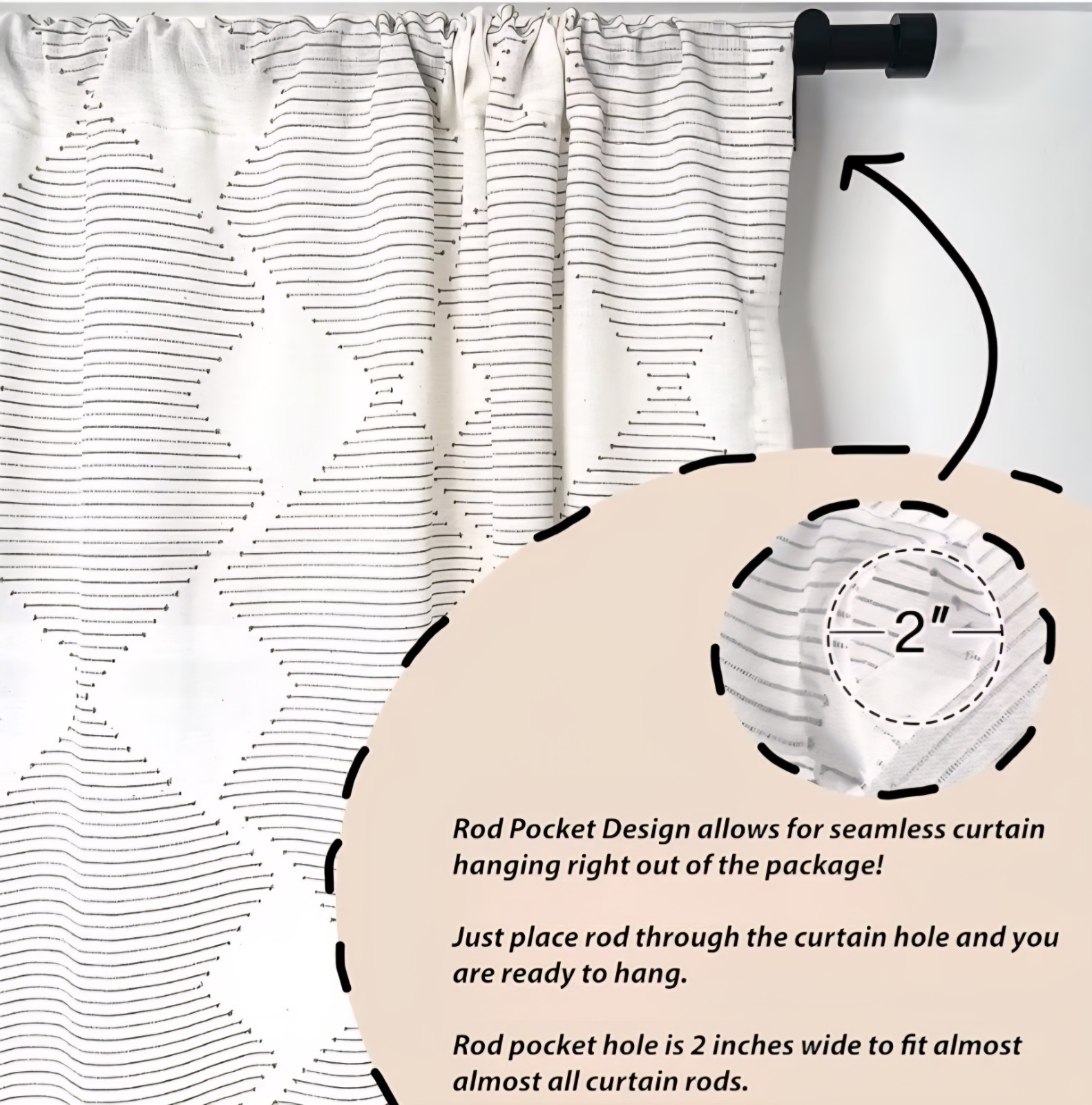 Contemporary Modern, Scandi-Style, Minimalist, Airy, Breez 2 Panel Curtain 50×96
