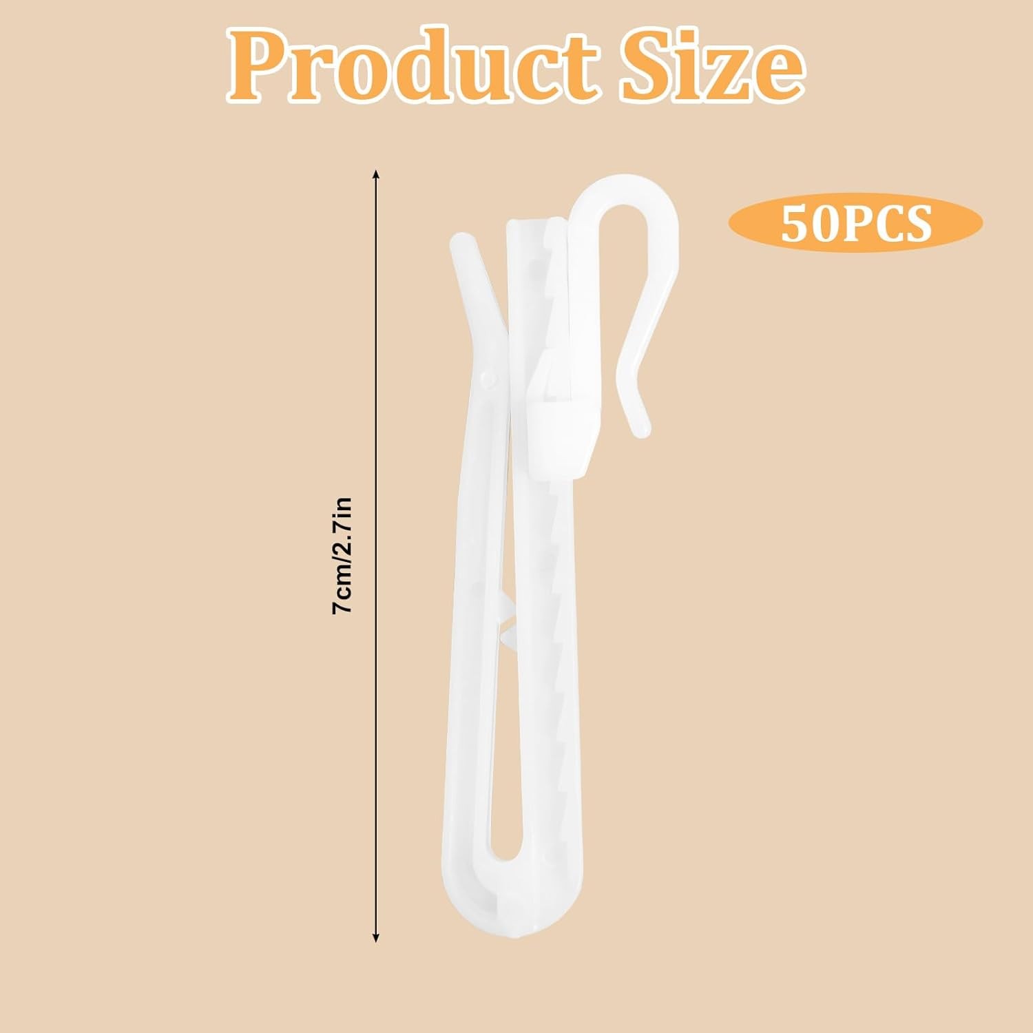 50 PCS Adjustable Pinch Pleated Curtain Drapery Pin Hook, Plastic Curtain Hooks,