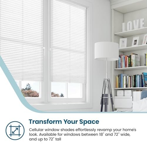 Cellular Shade 23×72 Cordless Honeycomb Light Filtering White Thermal