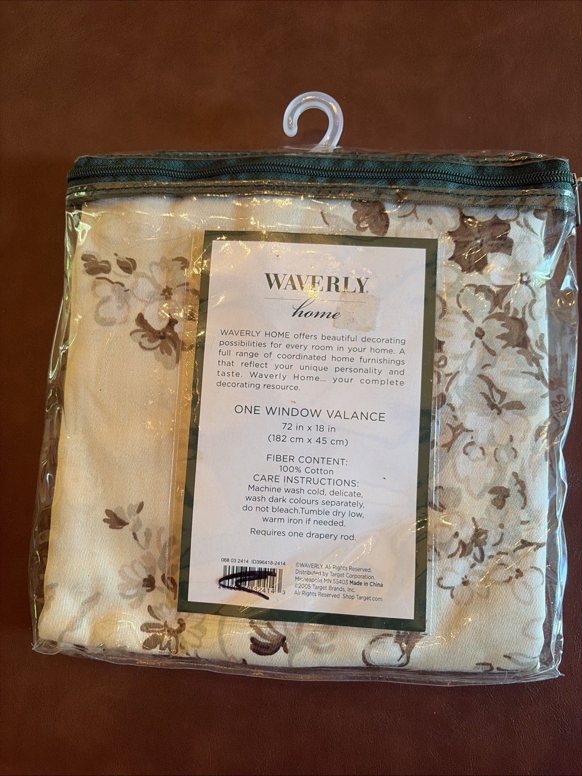 NEW Waverly Home Floral Tan Green Brown Scalloped Valance 72” x 18”