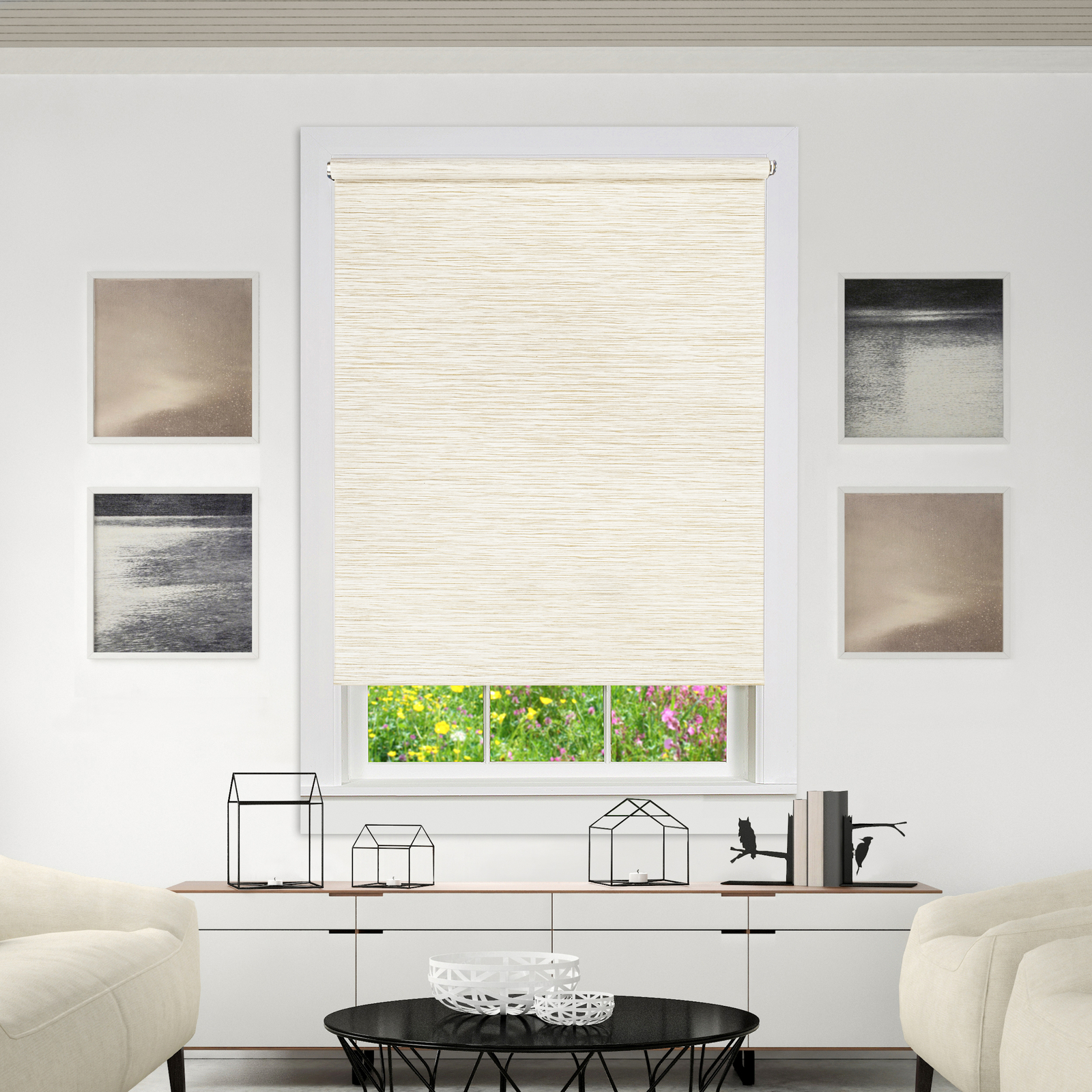 Light Filtering Woven Natural Cordless Privacy Jute Windows Shade, Linen