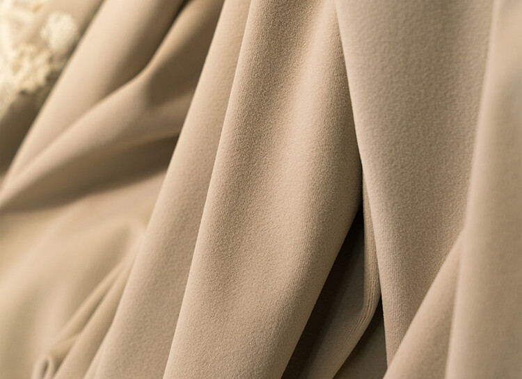 Upscale American embroidered flannelette beige velvet cloth curtain drape C1405*