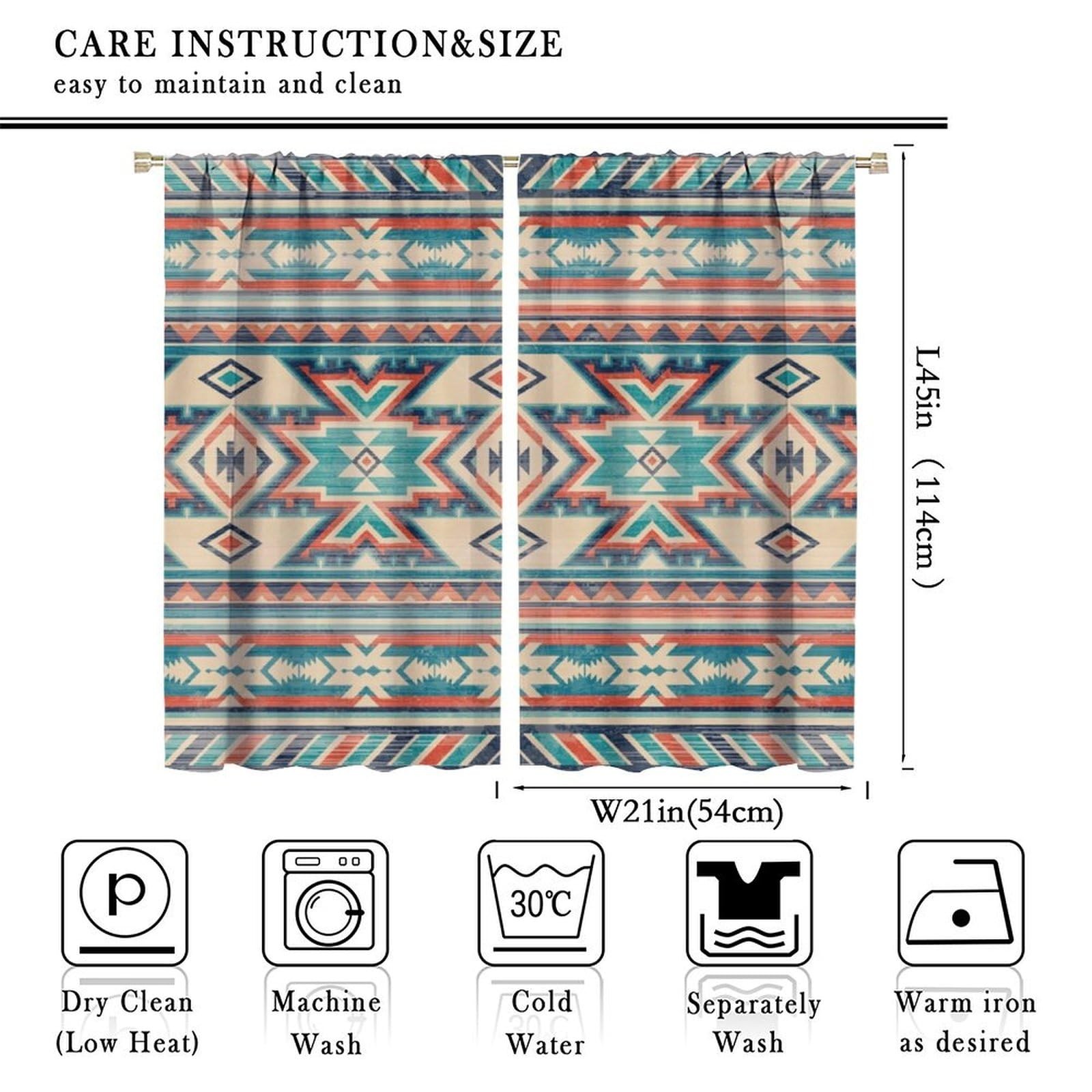 Aztec Thermal Insulated Curtain, Native Western Fantasy Boho Tribal Southwest…
