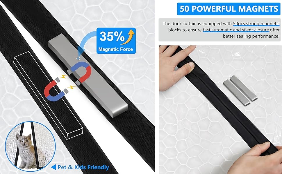 Magnetic Thermal Insulated Door Curtain,Waterproof EVA Door Cover,Left Right