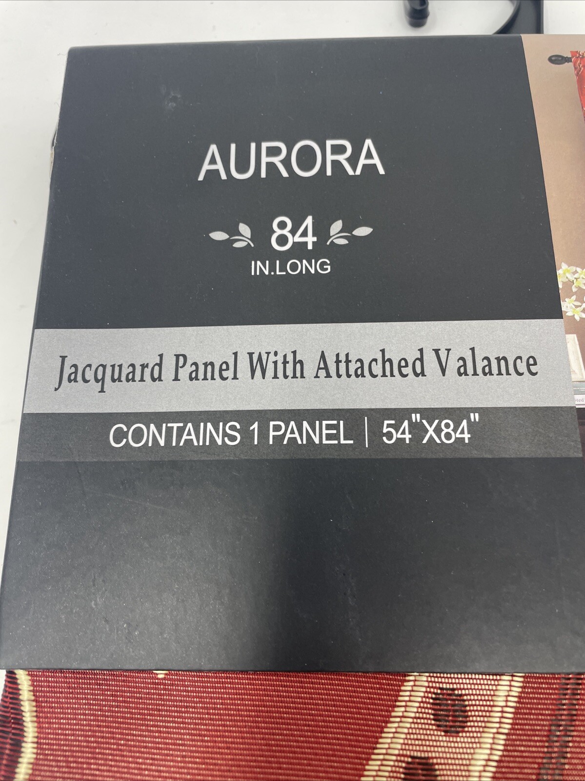 Aurora Tree Leaf Jacquard Window Panel with Attached Valance, Burgundy, 54×84 In