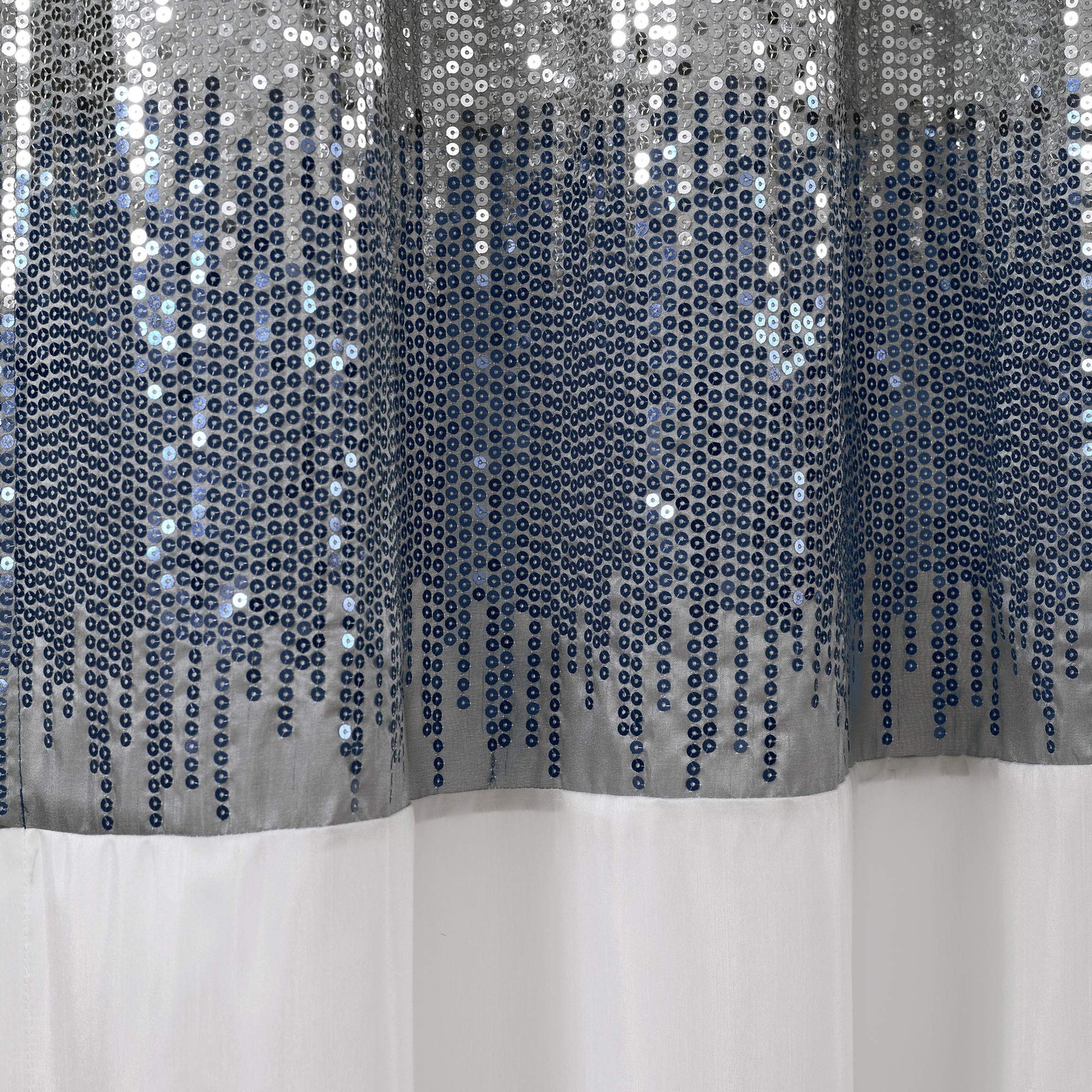 Navy White Glamorous Sequin Window Curtain Panel 42×108 Modern Decor