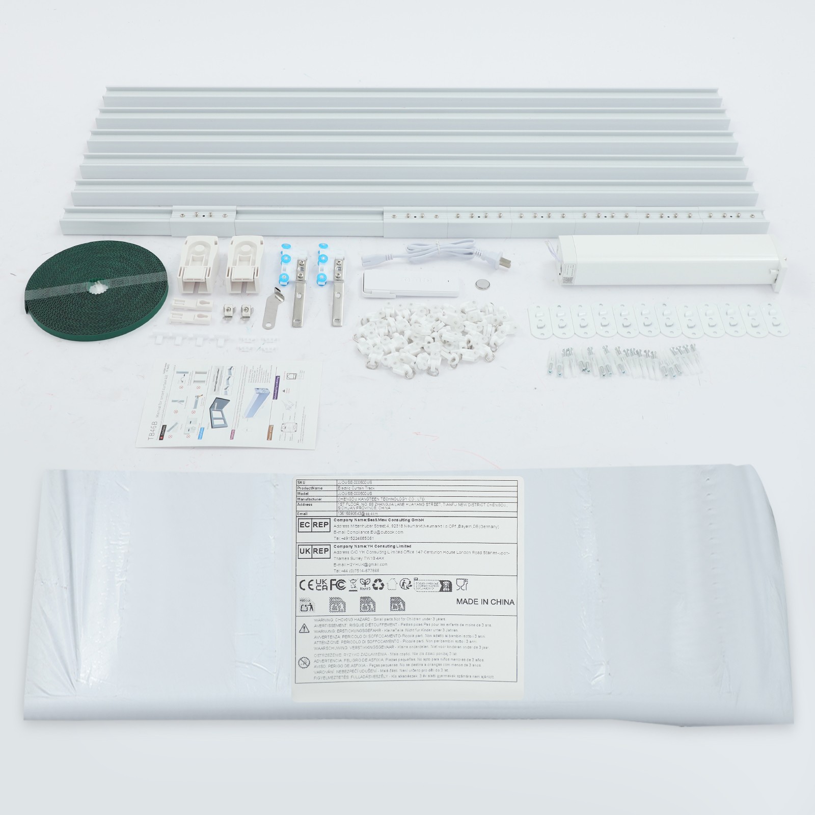Motorized Curtain Track w/ Adjustable Length 120-620cm,Electric Curtain Track