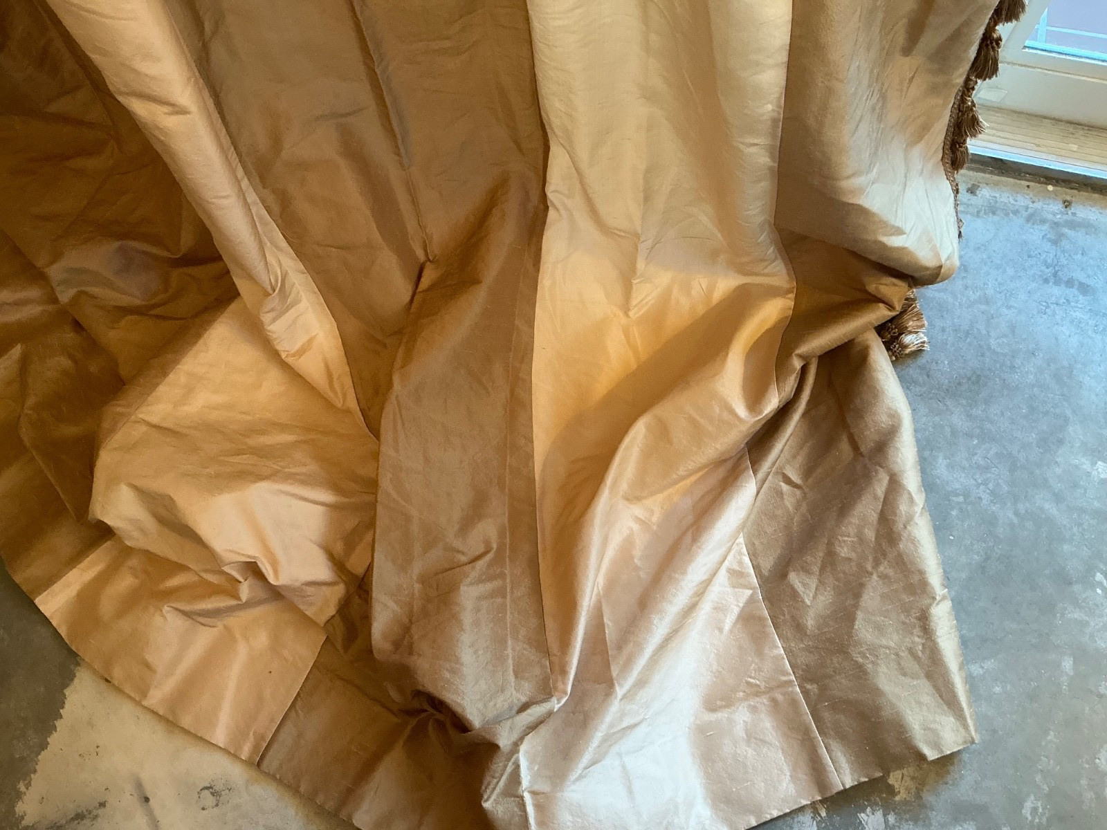 SILK Custom Lined Left DRAPERY PANEL 127” H by 51” W Pleated/Tassels #3
