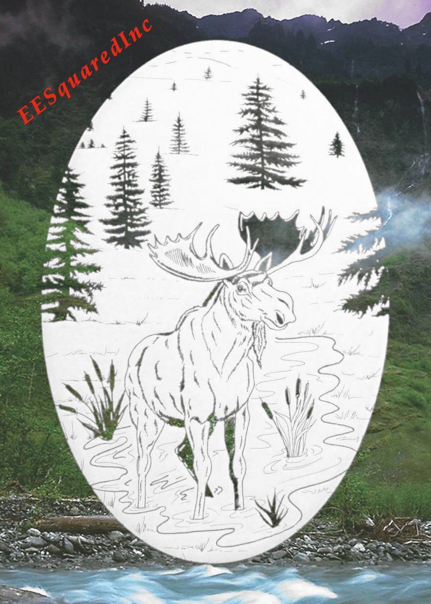 Moose Static Cling Window Decal OVAL 21×33 Western Decor for Sliding Glass Doors
