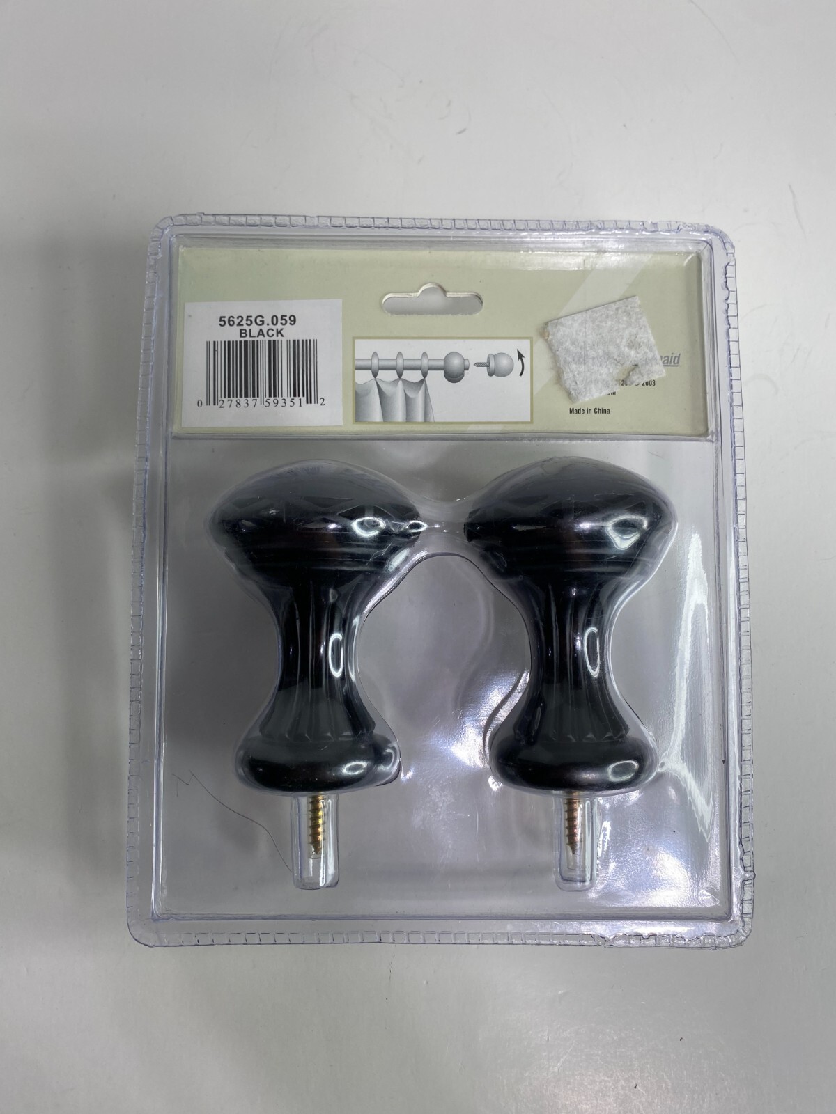 Kirsch Finials 2pc Set Modern Contemporary Decor, Black Metal for Curtain Rod